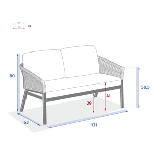 Canapé de jardin "Oriengo" 2 places taupe & blanc
