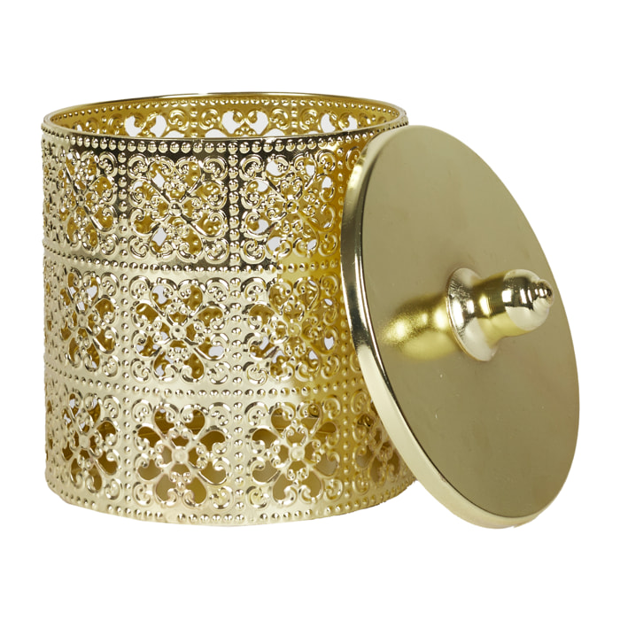 Boite Deco Doree Avec Couvercle H13.5cm