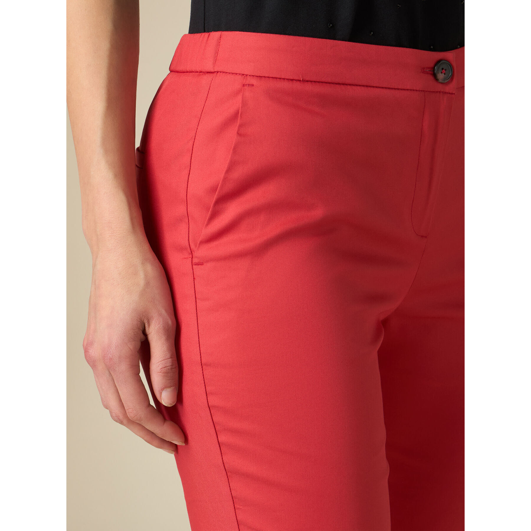 Oltre - Pantalones básicos en mezcla de algodón - Rojo