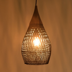 SIXTINE - Suspension 'goutte' 25x25cm en rotin couleur noire et teck