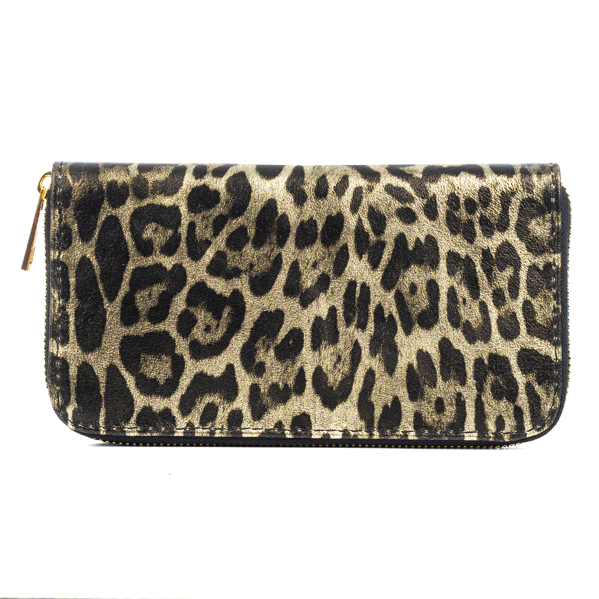 Avegno cartera mujer, de piel auténtica Gamuza con estampado animal print leopardo lacada brillante.