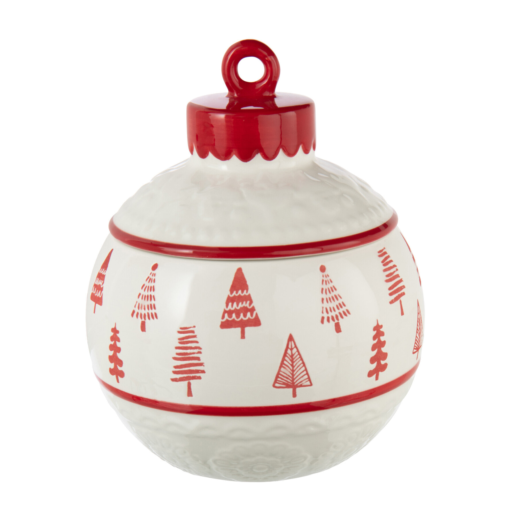 J-Line pot de conservation Noël Boule Dolomie - céramique - rouge/blanc
