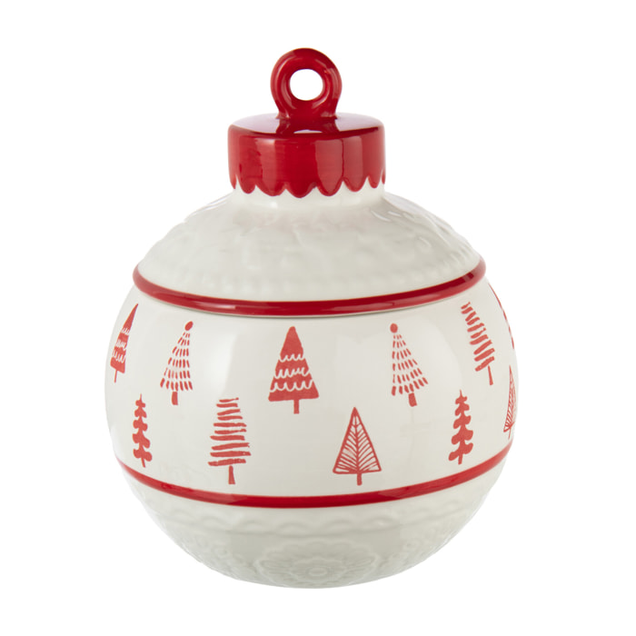 J-Line pot de conservation Noël Boule Dolomie - céramique - rouge/blanc