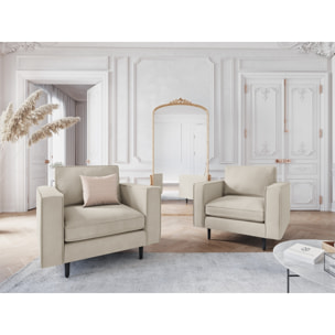 Fauteuil "Alexis" en velours beige clair