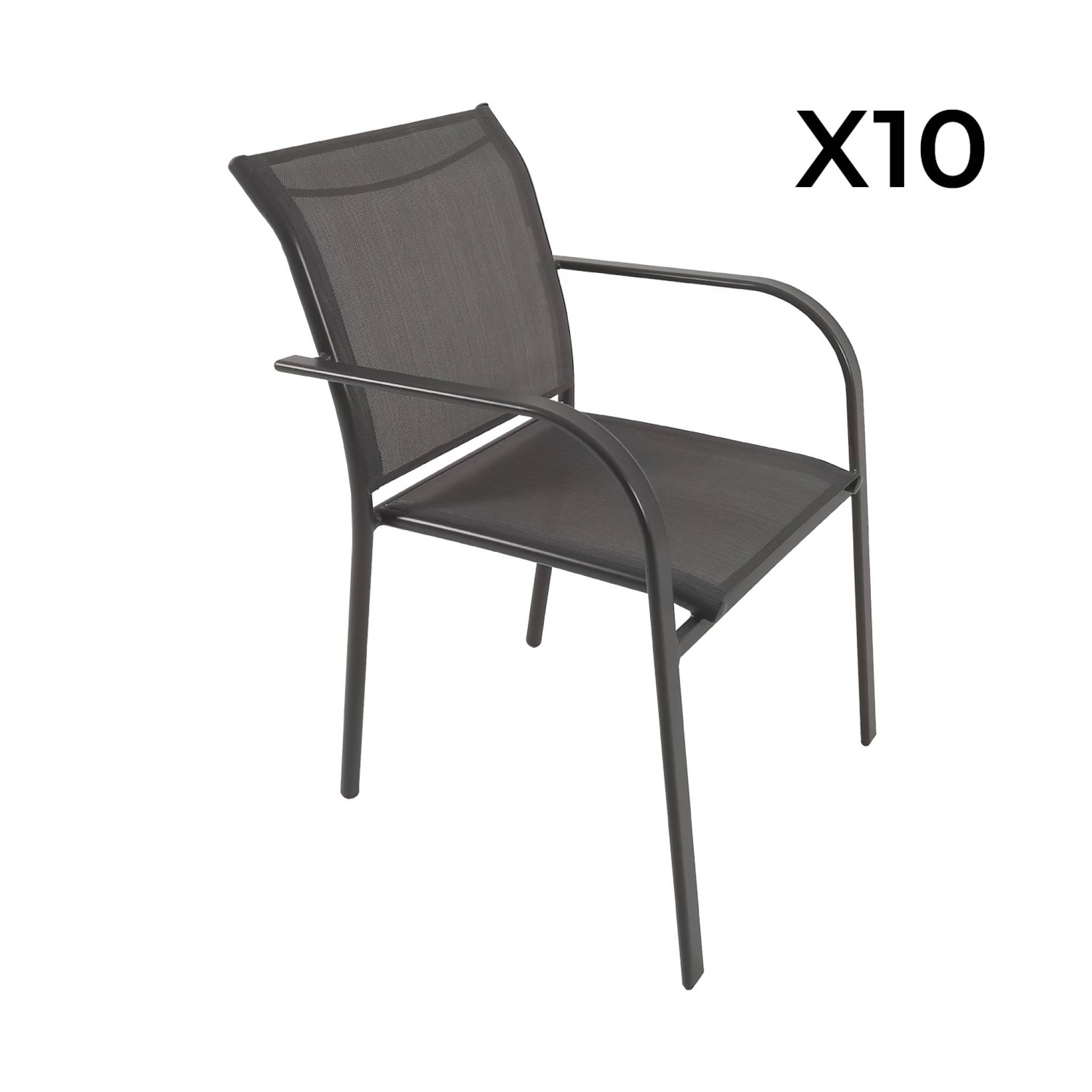 Table de jardin extensible aluminium + 10 assises ELORA + AMARA