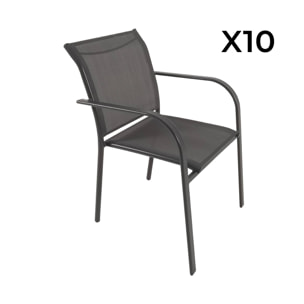 Table de jardin extensible aluminium + 10 assises ELORA + AMARA