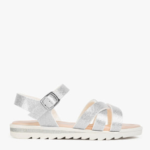 Sandalias de Niña Glitter Plata