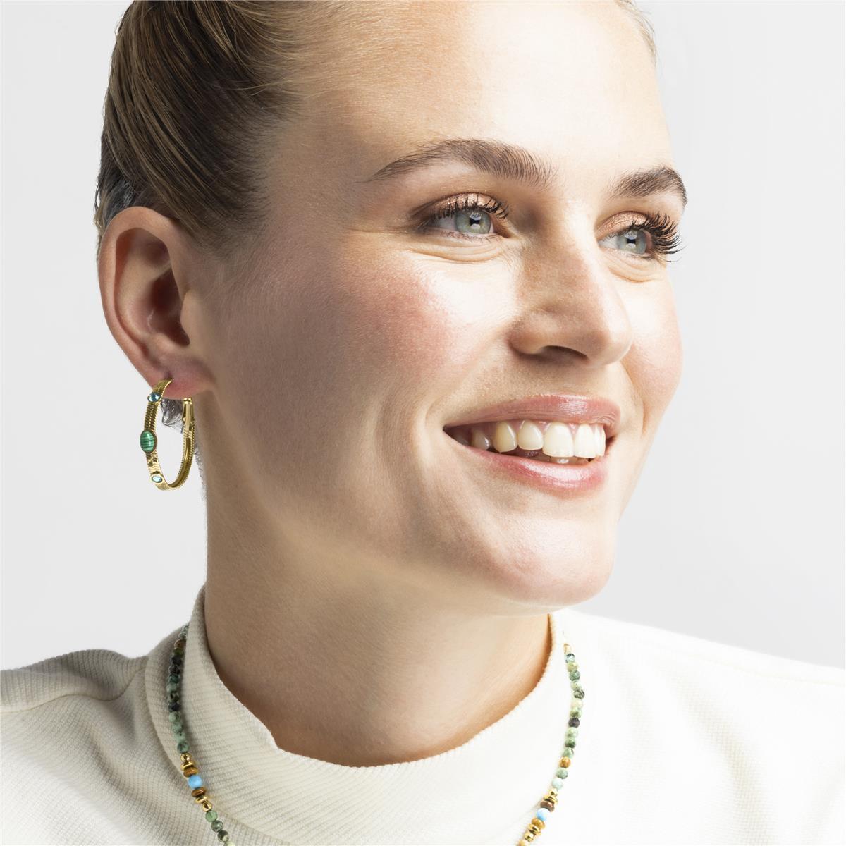 Pendientes con Malaquita acabado oro 18k