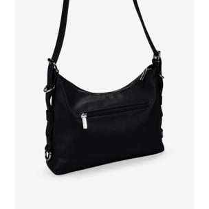 Bolso de hombro negro con bolsillos