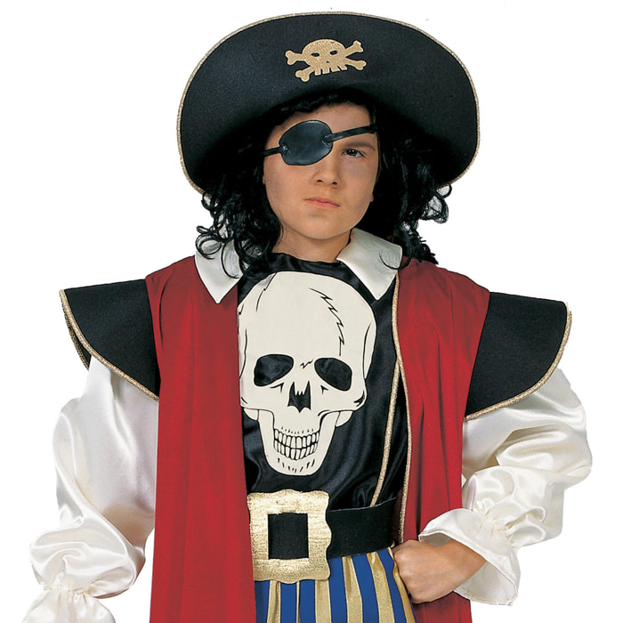 Costume Carnevale Pirata Capitano Morgan Con Cappello Benda Occhio Bambino