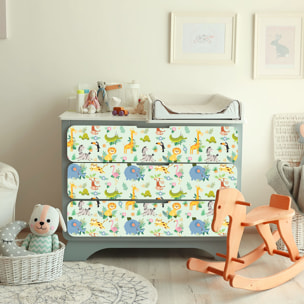 Rouleau revêtement adhésif vinyle au mètre - Sticker lavable Cuisine Meuble Armoire Porte - ANIMAUX DE LA JUNGLE