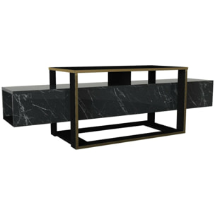 Mobile porta TV Dgiacint, Credenza da soggiorno, Armadio basso per TV, Base parete attrezzata, 160x46h50 cm, Nero e Oro