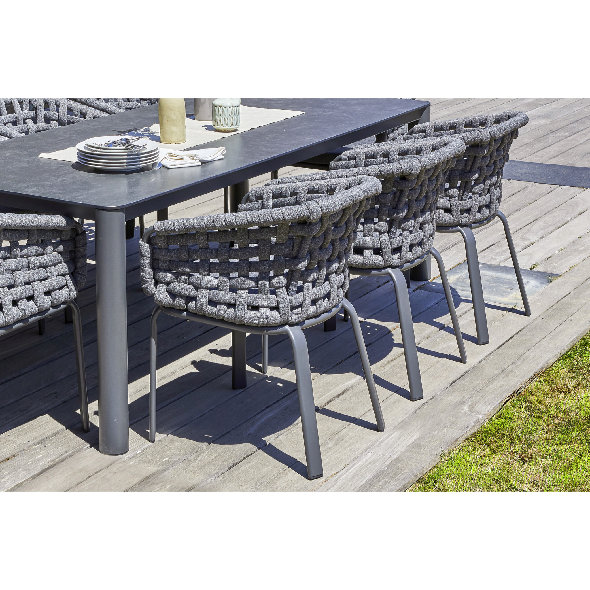 CAMARGUE - Lot de 2 fauteuil de jardin en corde tissée et aluminium