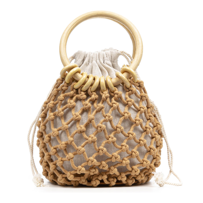 Borsa Zignago in cotone con manici in legno.