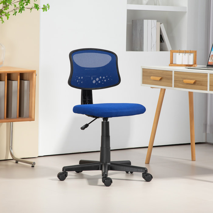 Silla de Oficina sin Brazos Silla de Escritorio Giratoria con Respaldo de Malla Transpirable Altura Ajustable Silla de Despacho Carga 120 kg Azul