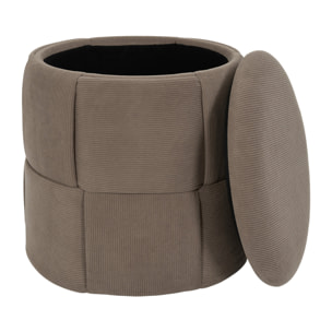 Pouf Rangement - HOME DECO FACTORY - Jules - Tressé - Côtelé - Taupe