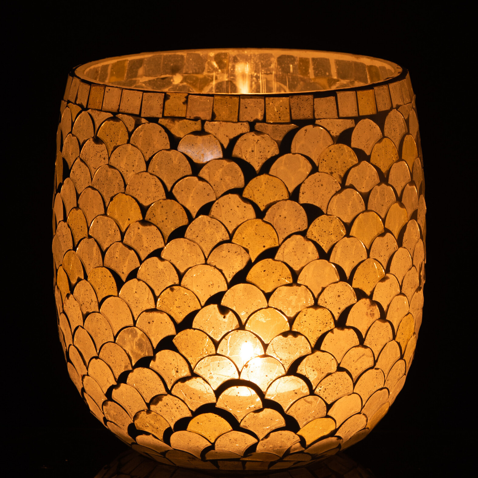 J-Line photophore Mosaique - verre - bleu - large