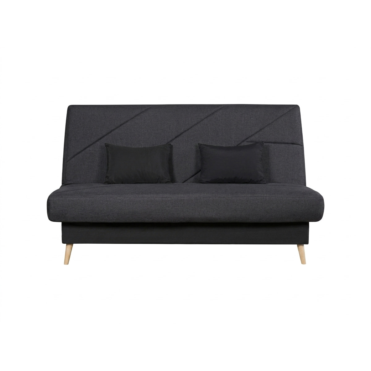 Canapé convertible Zephir, matelas Simmons, 130 x 190 cm, 2 coussins offerts, Aba anthracite