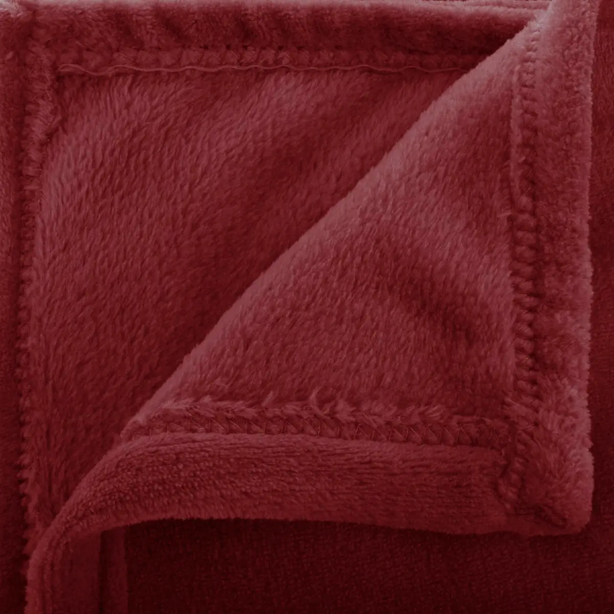 Plaid flanelle Ollis rouge grenat 230x180cm