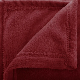 Plaid flanelle Ollis rouge grenat 230x180cm