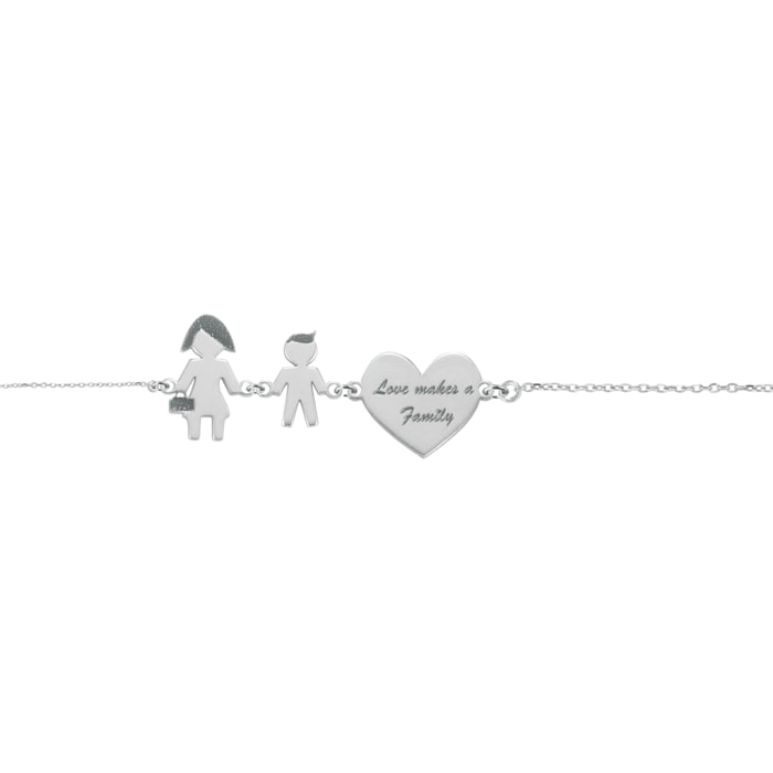 Bracciale Love Makes a Family Mamma-Bimbo-Cuore Argento