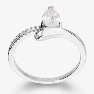 Anello Contrarié con Pavé e Cubic Zirconia a Goccia