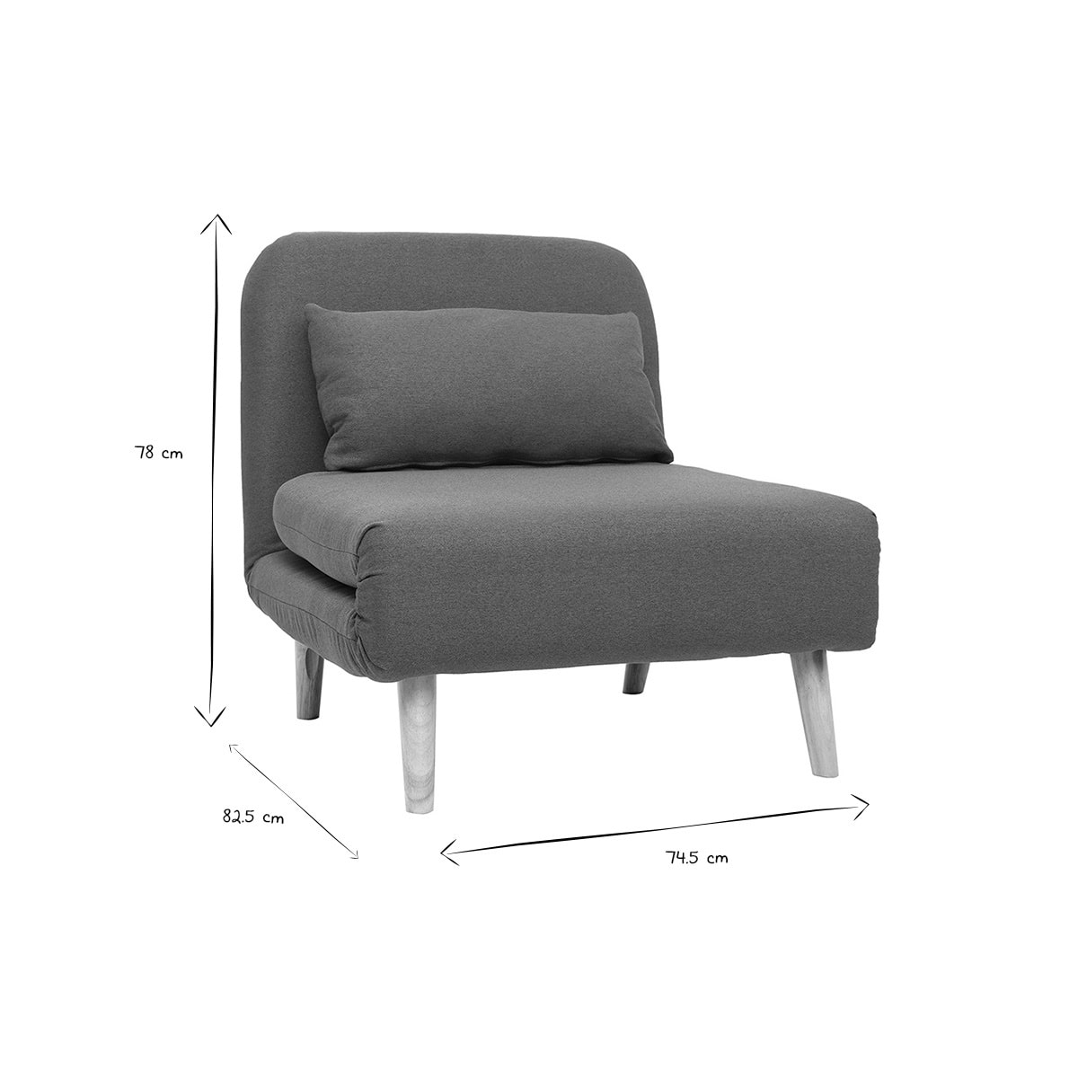 Fauteuil scandinave convertible en tissu bleu canard AMIKO