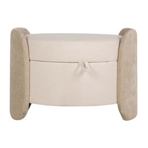 Puff Velvet Chenille Beige 70x54x48 Cm