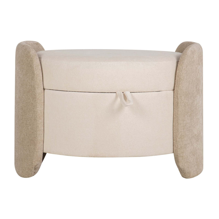 Puff Velvet Chenille Beige 70x54x48 Cm