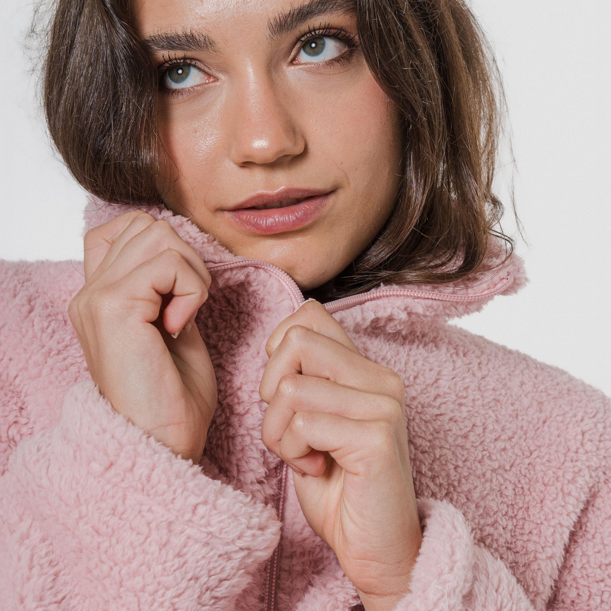Felpa sherpa da donna rosa