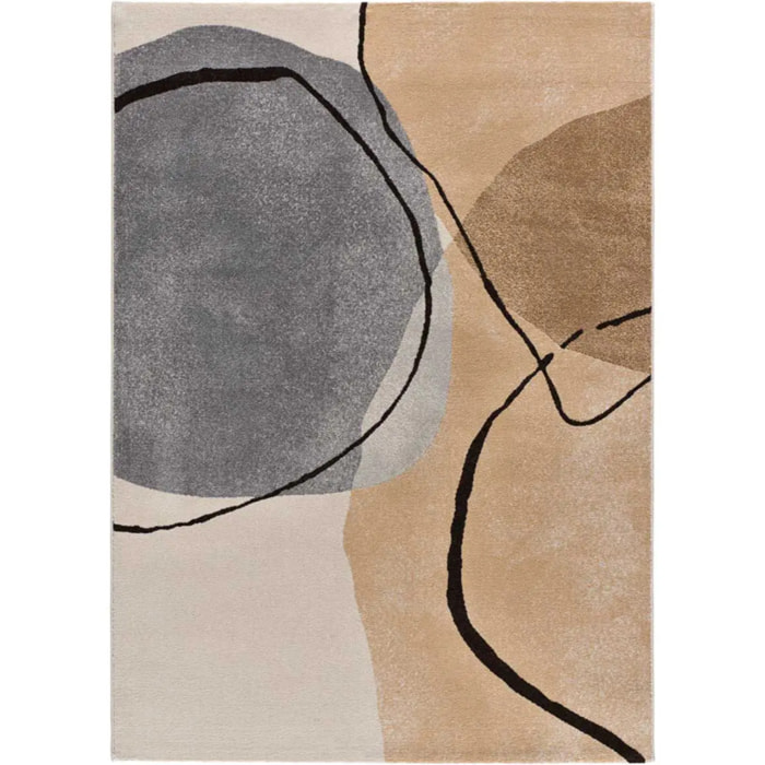 LESSIA Alfombra abstracta de pelo corto beige, varias medidas disponibles.