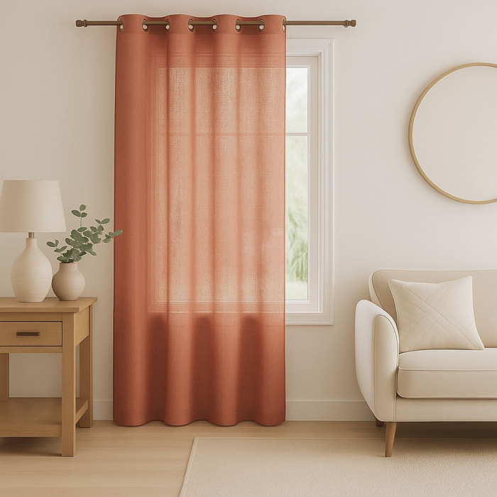 Voilage  - Effet lin chiné - Rose