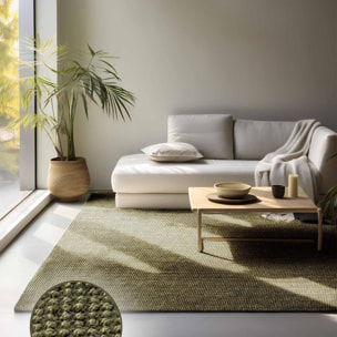 Tapis rond, forme ronde, motif uni, tissé à la main, sum