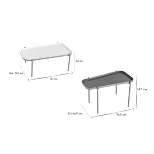 Tables basses gigognes design laquées blanc, gris et doré (lot de 2) ZURIA