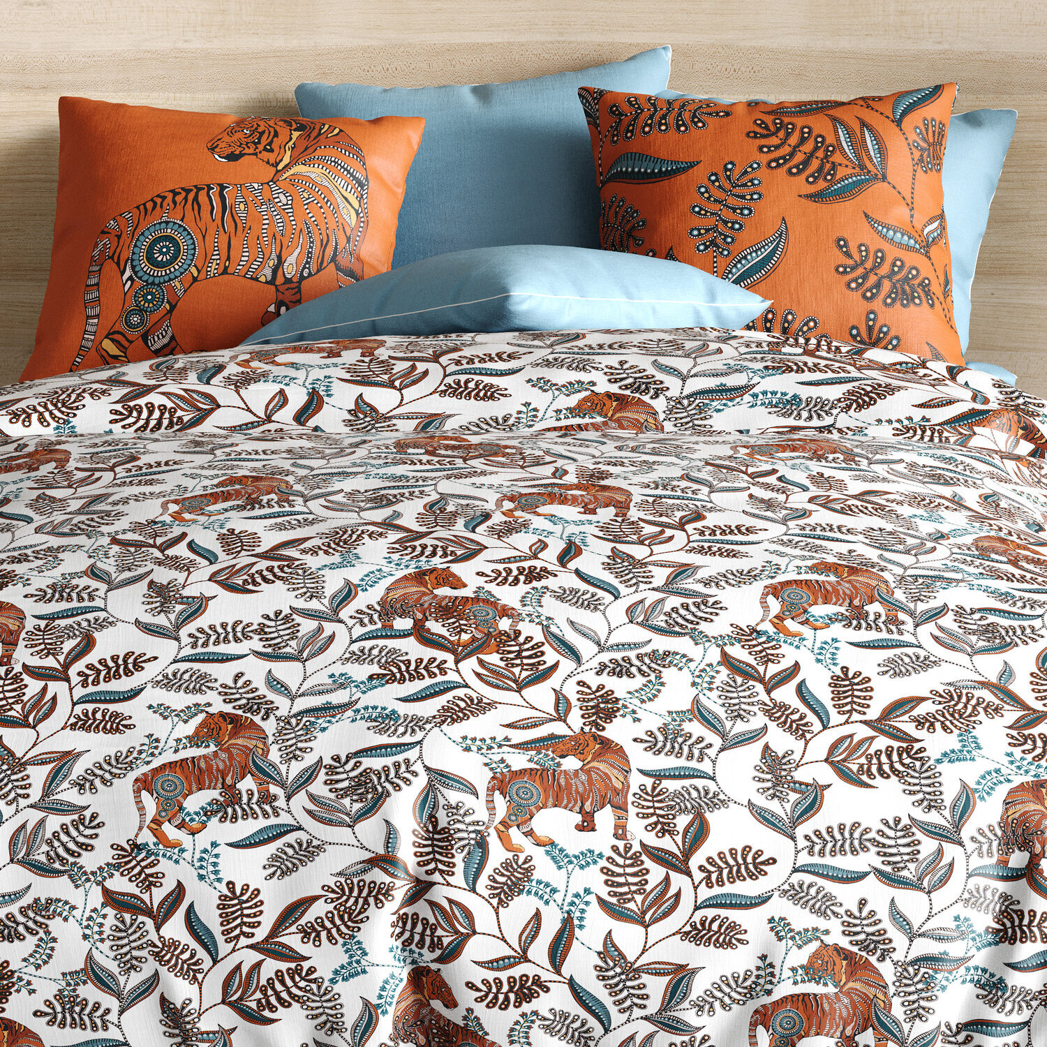 Parure de couette 3pcs 100% coton 57 fils/cm2-savane