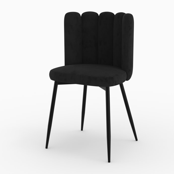 Chaise en velours noir et pieds en métal noir - Rosy