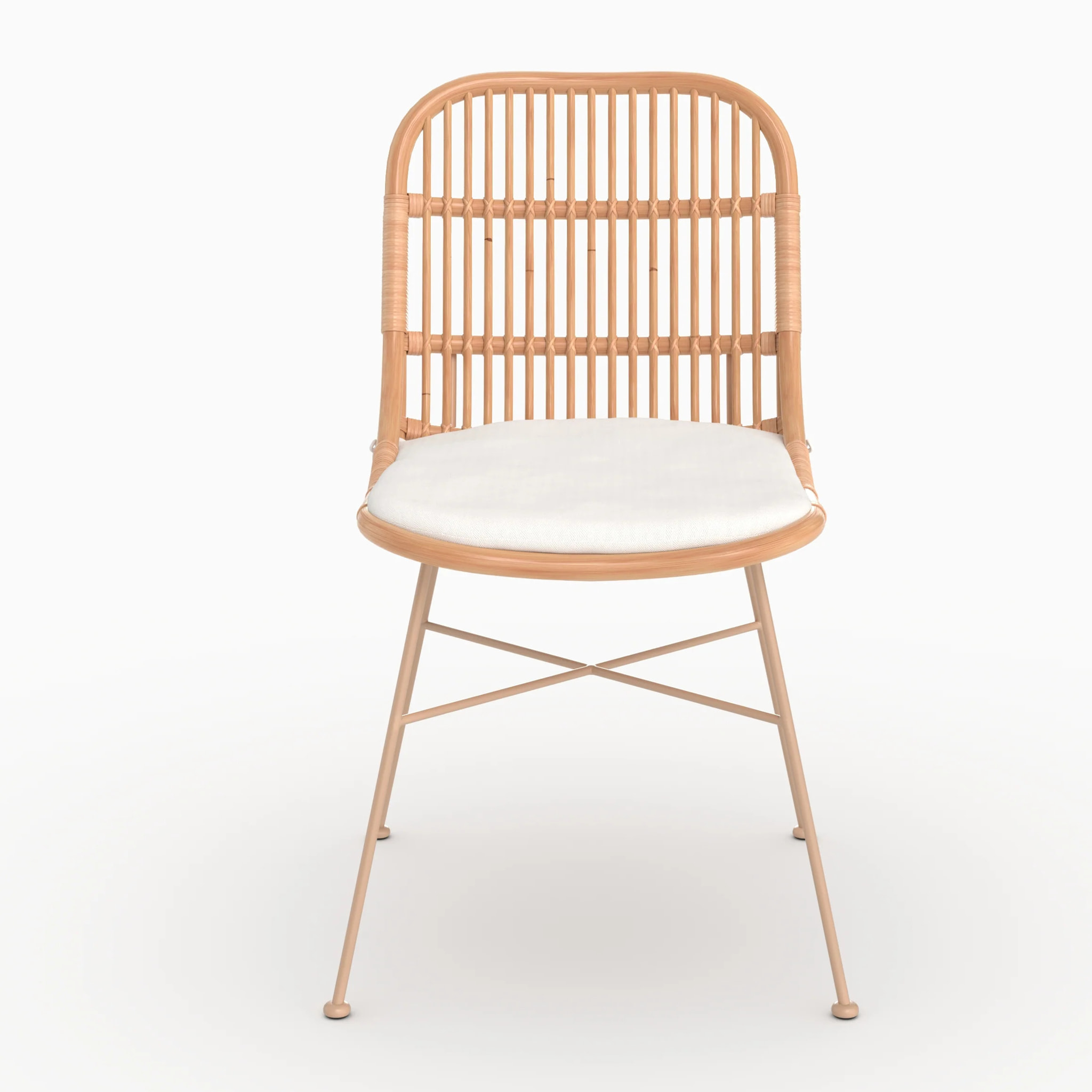 Lot de 2 chaises en rotin beige et pieds en métal beige - Moon