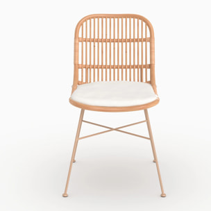 Lot de 2 chaises en rotin beige et pieds en métal beige - Moon