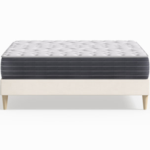 Pack lit en velours côtelé + Matelas mémoire de forme - DINA & MEMO HR
