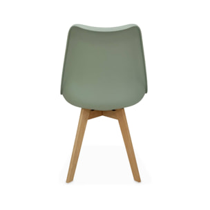 Lot de 6 chaises scandinaves. pieds bois de hêtre. chaises 1 place. vert céladon