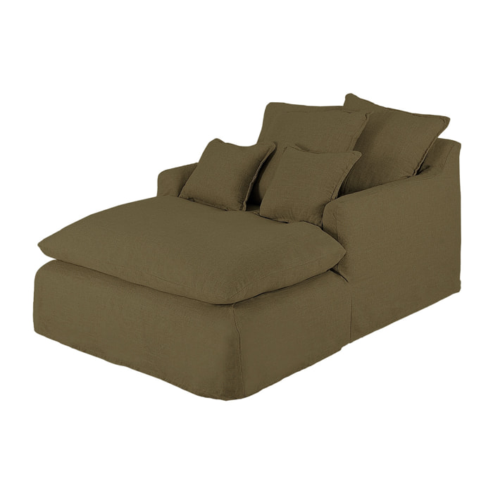 Fauteuil en coton et lin couleur vert de 115x170cm Hauteur: 73 Longueur: 170 Largeur: 115