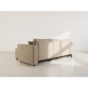 Jonas - canapé d'angle réversible 4 places convertible avec coffre en tissu texturé - Taupe