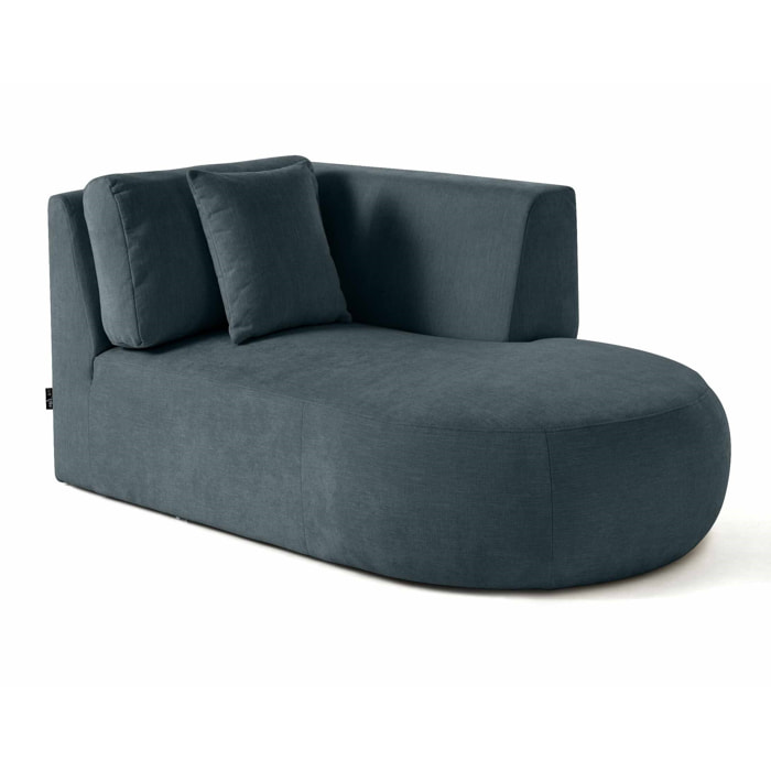 Santorini - module d'assise méridienne droit - en tissu texturé - Bleu grisé