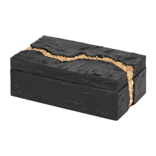 Caja Resina Negra Dorada 23x13x8 Cm