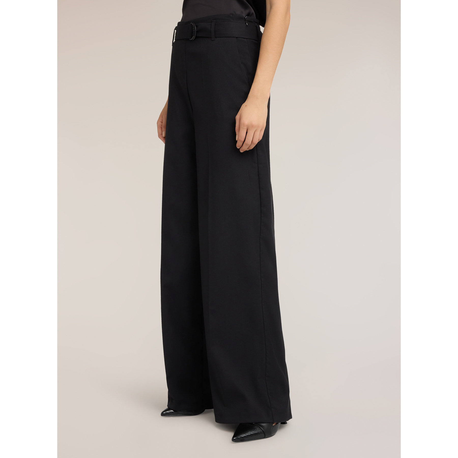 Motivi - Pantalones palazzo en cady con cinturón - Negro
