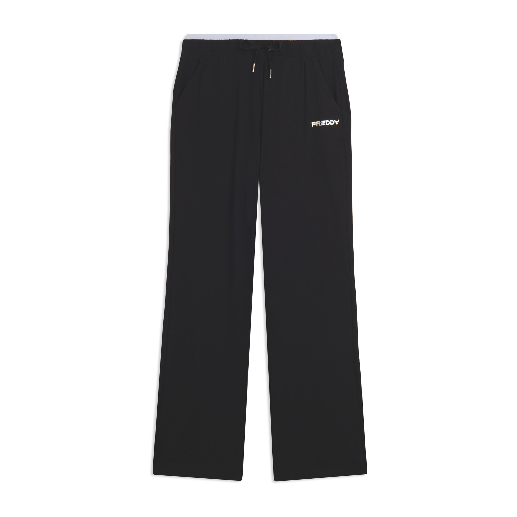 Pantaloni vita alta con fondo leggermente a zampa