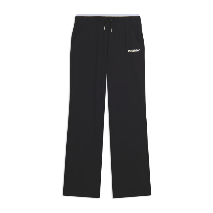 Pantaloni vita alta con fondo leggermente a zampa