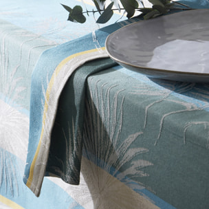 Lot de 3 serviettes tropicales à jacquard enduit - Bleu azur