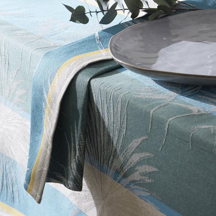 Lot de 3 serviettes tropicales à jacquard enduit - Bleu azur