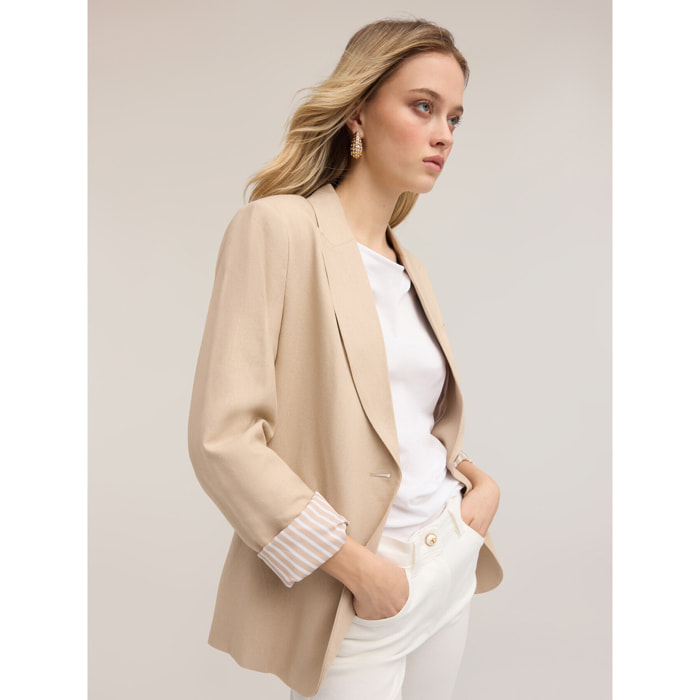 Motivi - Blazer in misto lino - Beige